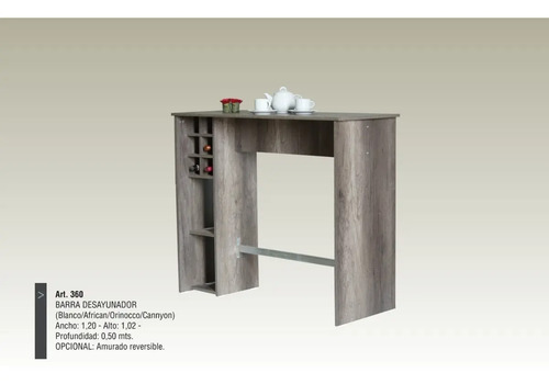 Barra Cocina Desayunador. Melamina. 120 X 102 X 50 Cod. 360