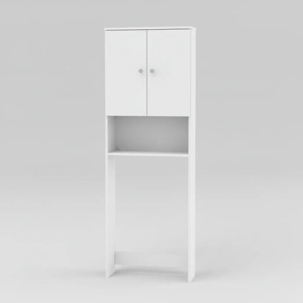 D_686318-MLA101560990279_122025-F.jpg Mueble Para Baño Organizador Sobre Inodoro Mdp Melamina 3 Estantes 2 Puertas Color Blanco Mbc180 Dielfe