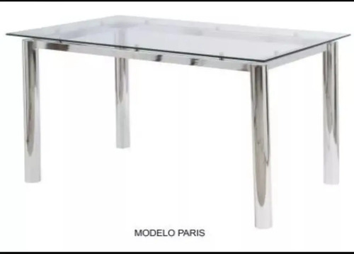 D_688846-MLA72219976193_102023-O.jpg Mesa Cocina Comedor Vidrio. Base Cromada 3 . 140 X 85. Paris