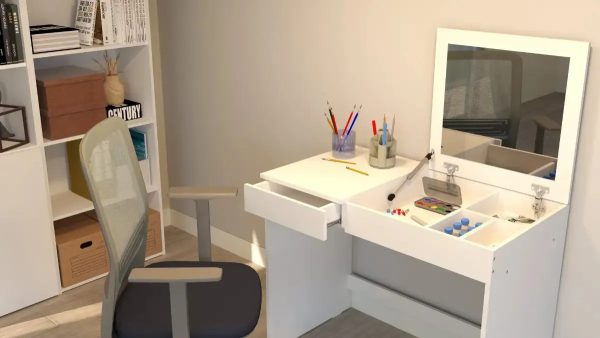 D_690082-MLA109215182088_042026-F.jpg Escritorio Camarín Moderno Con Espejo Blanco Ricchezze