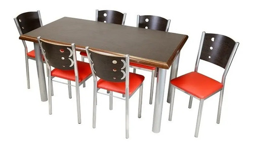 Combo Juego Comedor Mesa Comb + 6 Sillas Caño Resp. Mod. 7