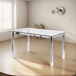 Mesa Cocina Comedor Vidrio. Base Cromada 3 . 140 X 85. Paris