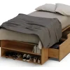 Cama 1 Plaza Con Cajones Box Madera Zapatero Estanteria Baulera Sommier Guardado Melamina Roble Kendal 90x190 Cm Moderna Cam100 Dielfe