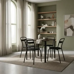 Mesa Cuadrada Melamina 85 X 85 + 4 Sillas De Caño Milano