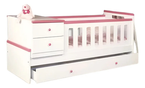 Cama Cuna Funcional Lamby C- Carro Simil Caj. Mdf Laqueado