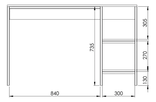 Escritorio Mesa De Trabajo Hogar Oficina Para Computadora Cpu 3 Estantes 120cm Color Blanco Y Roble Natural Ees120 Dielfe Roble Natural / Blanco