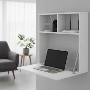 D_701286-MLA99336632608_112025-O.webp Escritorio Habitacion Oficina Juvenil Hogar Flotante Plegable Espacio Reducido Moderno Blanco Eco063 Dielfe