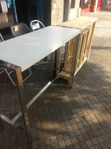Mesa Barra Desayunador. Tapa Melamina Base Cromada 120 X 45.