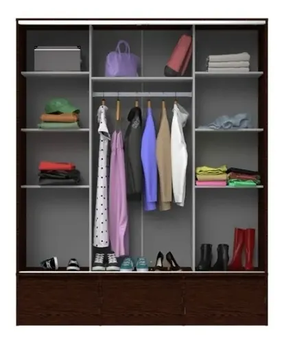 Ropero Placard Organizador- 2 Ptas Corred. 3 Caj. Pc-180