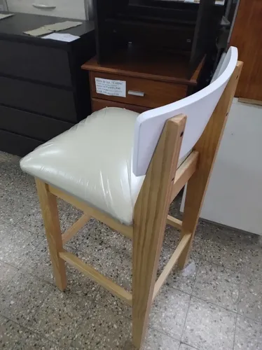 Taburete Banqueta Alta Con Respaldo Madera Cod. 139 Mediterr