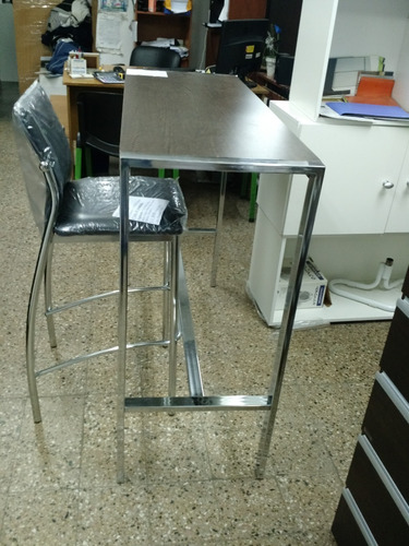 Mesa Barra Desayunador. Tapa Melamina Base Cromada 120 X 45.