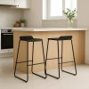 Banquetas Industrial Soho Negra Taburete Kit X2 Alto Asiento De Chapa Metálica Con Respaldo Caño Redondo 5/8 Para Barra Cocina Desayunador Living Resistente 90 Kg Bcs023 Dielfe Laqueado Negro