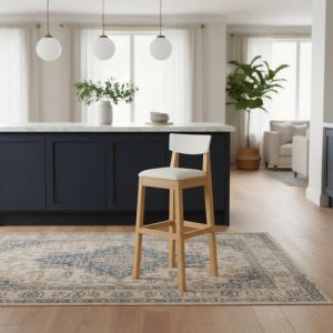 Taburete Banqueta Alta Con Respaldo Madera Cod. 139 Mediterr
