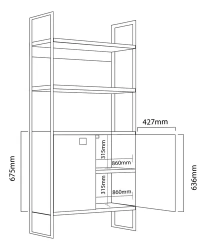 D_711689-MLA79175200320_092024-O.webp Biblioteca Estanteria Con Puertas Estructura De Caño- Dst 22