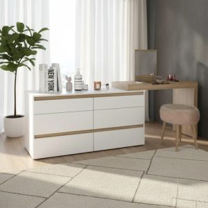 D_714205-MLA99937818457_112025-O.jpg Comoda 6 Cajones Con Maquillador Tables 3114 Color Olmo/blanco