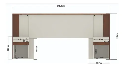 Respaldo De Sommier Queen Con Mesas De Luz Color Jatoba