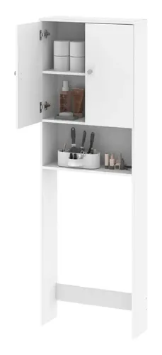 Mueble Para Baño Organizador Sobre Inodoro Mdp Melamina 3 Estantes 2 Puertas Color Blanco Mbc180 Dielfe