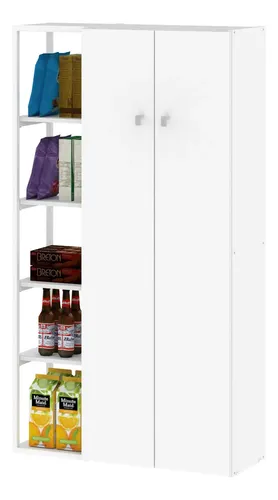 Despensero De Dos 2 Puertas Mueble Alacenero Organizador Con Estantería Integrada Izquierda O Derecha 4 Estantes Internos Ajustables De Cocina Melamina 150cm Color Blanco Multifunción D060e Dielfe