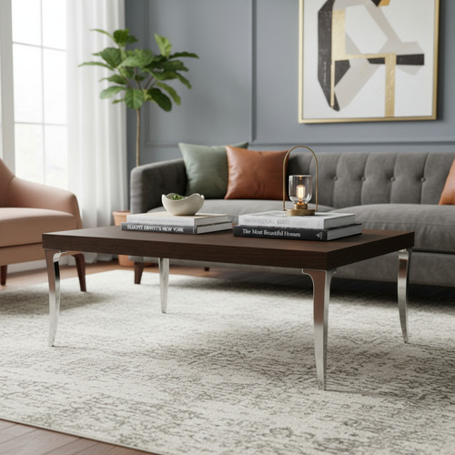 Mesa De Living Luar- Fija- Patas Cromadas- 90 X 56