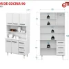 Mueble De Cocina Multiuso Aparador Mosconi Mezzo/blanco Color Carvalho Mezzo/blanco
