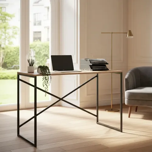 D_723072-MLA100112217603_122025-O.webp Escritorio Para Oficina Y Hogar Melamina Madera 120 Cm Roble Kendal Con Caño Negro Moderno Minimalista Home Office Mesa... Roble Kendal / Negro
