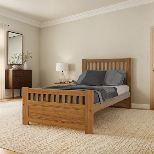 Cama 1 1/2 Plaza Pino Lustrado Inmacol Cod. 107