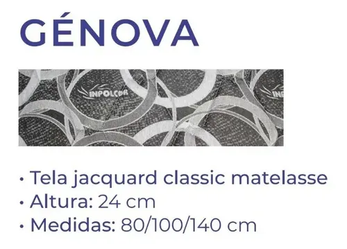 D_724730-MLA49547477438_042022-O.webp Solo Colchon Genova- 140 X 190 X 24. Resortes. Tela Jackard
