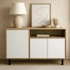 D_725305-MLA95831060253_102025-O.jpg Vajillero Bahiut Aparador 3 Puertas Mueble Comedor 130 Cms Color Nebraska Natural / Blanco