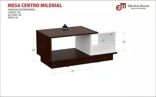 Mesa De Centro Living Ratona Milenial -90-39-45- Cod. 56802