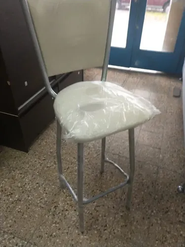 Taburete Banqueta Alta. Asiento Y Respaldo Tapizado