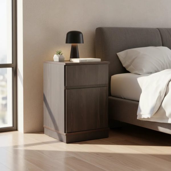 Mesa De Luz Para Sommier, 1 Cajon, 1 Puerta- 38 X 61 X 38