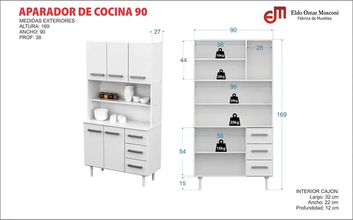 Combo Cocina Kit Triple 3 Cajones 5 Puertas Mosconi 10104 Color Malta
