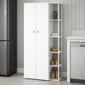 D_729997-MLA101808816582_122025-O.jpg Despensero De Dos 2 Puertas Mueble Alacenero Organizador Con Estantería Integrada Izquierda O Derecha Con 4 Estantes Ajustables De Cocina Melamina 180cm Color Blanco Multifunción D062e Dielfe