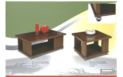 Mesa Ratona De Centro Living. Melamina. Cuadrada. Cod. 3008