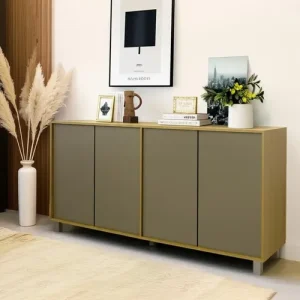 Mueble Bahiut Vajillero 4 Puertas Sistema Push 180 Cm Living Color Olmo Gris