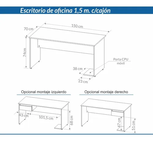D_734397-MLA86043254501_062025-O.webp Escritorio Para Oficina Con Cajon. 1.50 X 0.70 3912- 7201