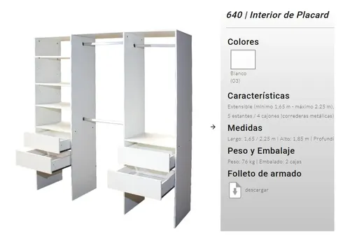 D_735074-MLA95337453319_102025-O.webp Interior Para Ropero Extensible De 165 A 225 X 185 Cod. 640