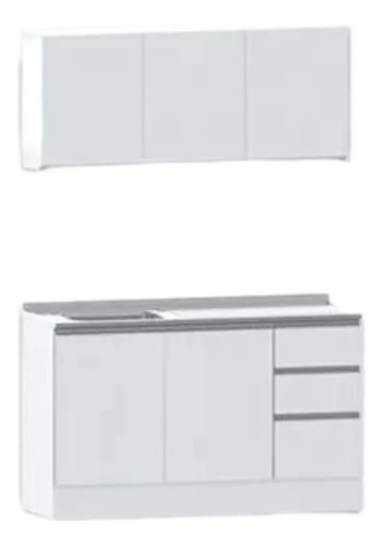 Combo Bajo Mesada + Alacena 1.20 Cm.+ Mesada Acero Inox