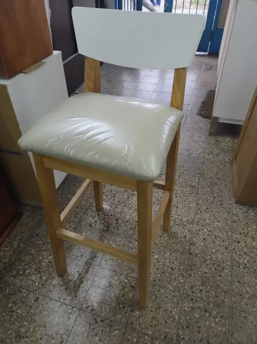 Taburete Banqueta Alta Con Respaldo Madera Cod. 139 Mediterr