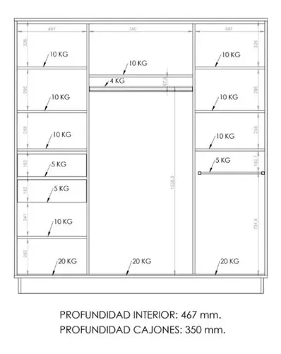 D_740314-MLA44612931030_012021-O.webp Ropero Placard Organizador- 2 Ptas Corred. 2 Caj. Int Pe-180