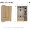 D_740456-MLA109631995707_032026-O.webp Ropero Milenial Geo 3 Puertas, 2 Cajones 118 X 195 X 45