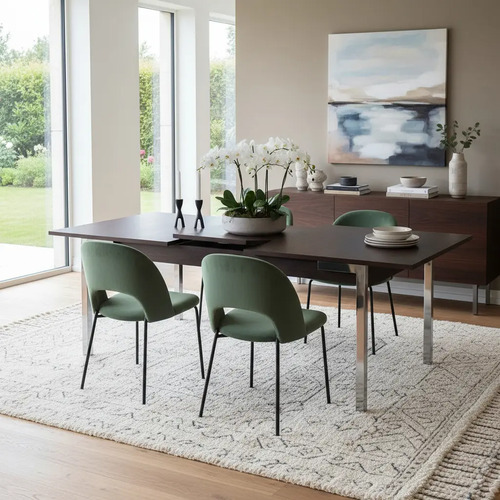 D_741274-MLA92897283162_092025-O.jpg Mesa Cocina Comedor Extensible 140 A 185 X 0.90. B. Cromado