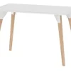 Mesa Fija Rectangular Oslo 140 X 82- Tapa Blanca Base Roble