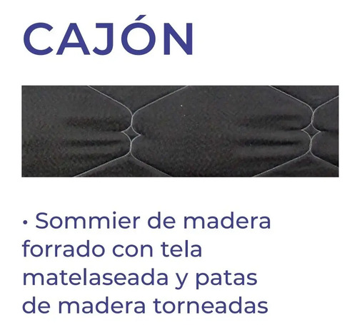 Conjunto Sommier- Base + Colchon Paris 80 X 20- Tela Sab