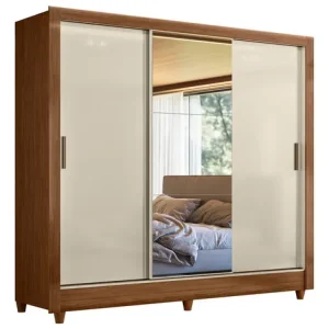 D_745236-MLA93685921137_092025-O.webp Armario Con Espejo Doble, 3 Puertas Y 2 Cajones França Andeira, Madera, Color Blanco Roto Placard Y Maleteros Maderado Blanco Apagado