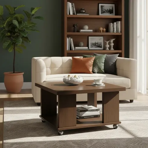 Mesa Ratona De Centro Living. Melamina. Cuadrada. Cod. 3008