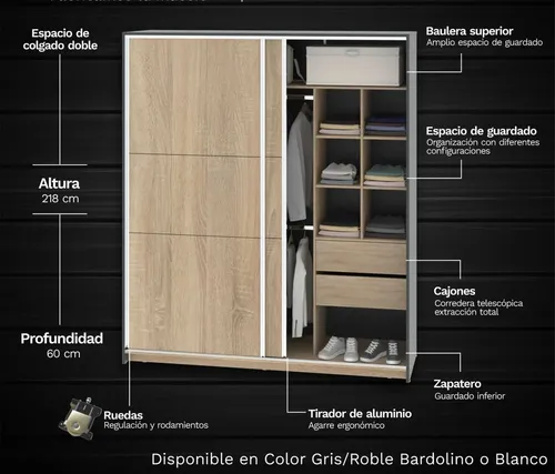 Ropero Placard Vestidor Niza 190 X 218 X 60- Pcn 190