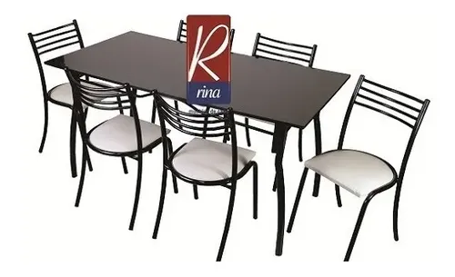 Oferta. Combo Marzo Mesa Melamina 140 + 6 Sillas Perlinas