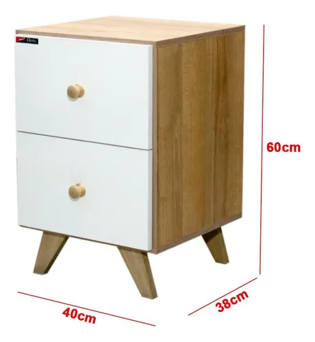 Mesa De Luz 2 Cajones Con Patas 60 X 40 X 38- Cod. 732021
