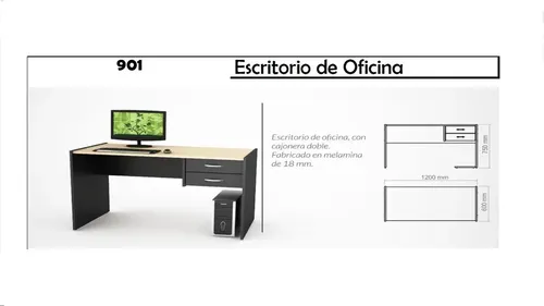 D_751099-MLA44357134810_122020-O.webp Mesa Escritorio Pc- 2 Cajones Melamina 18 Mm. 120cm Cod 901
